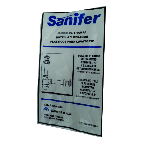 TRAMPA BOTELLA PLASTICO P/LAVATORIO SANIFER(100UNID.)