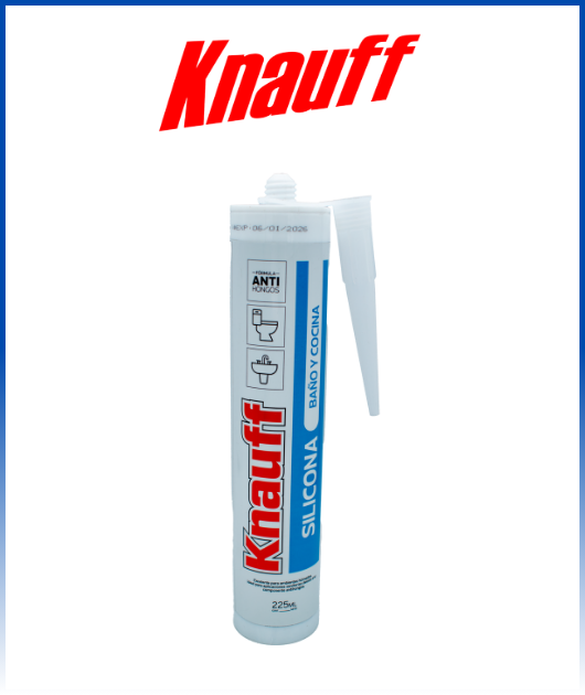 SILICONA CARTUCHO ANTIHONGO P/BAÑO Y COCINA C/TRANS 225ML KNAUFF