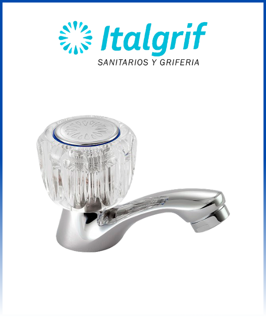 (GR35A000) LLAVE LAVATORIO PESADA CON PERILLA ACRILICA ARUBA ITALGRIF