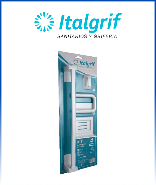 (4120IT50B100) ITALGRIF KIT DE ACC. BAÑO 4 PZAS. ABS BLANCO ITALGRIF