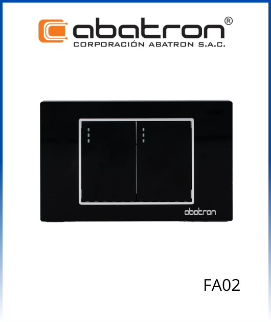 (FA02) INTERRUPTOR DOBLE EMPOTRAR NEGRO CRISTAL ABATRON
