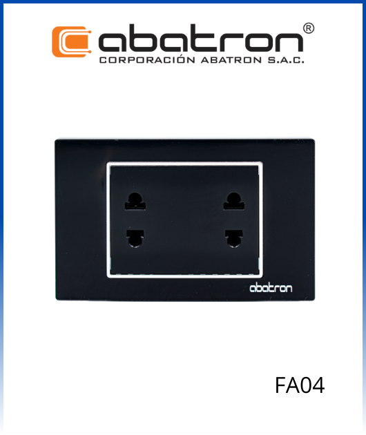 (FA04) TOMACORRIENTE DOBLE EMPOTRAR NEGRO CRISTAL ABATRON