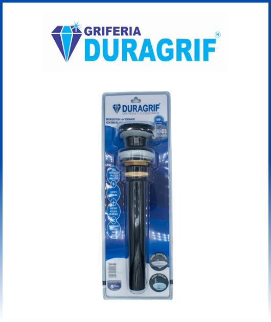 DESAGUE PUSH LAVATORIO NEGRO  1 1/4 S/REBOSE BLISTER DURAGRIF