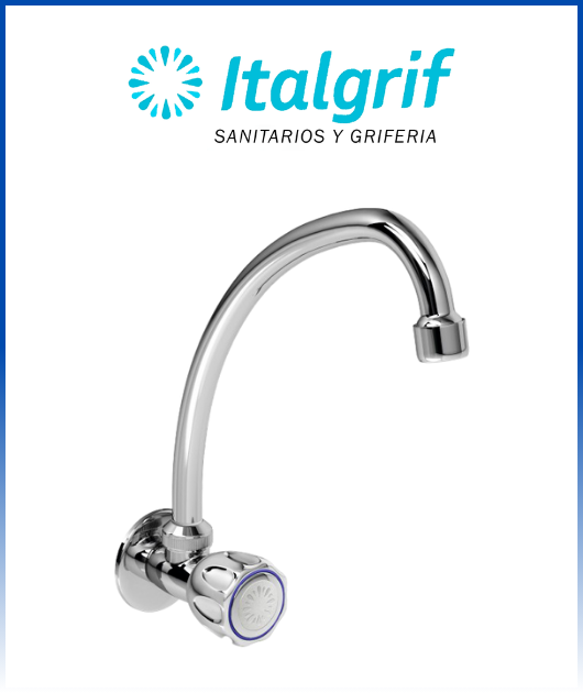 (GR00V000) LLAVE LAVADERO PARED A/INOX.  VALLARTA CROMO ITALGRIF