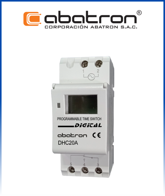 (DHC20A) INT.HORARIO DIGITAL SEMANAL TIMER PROGRAMABLE 20AMP ABATRON