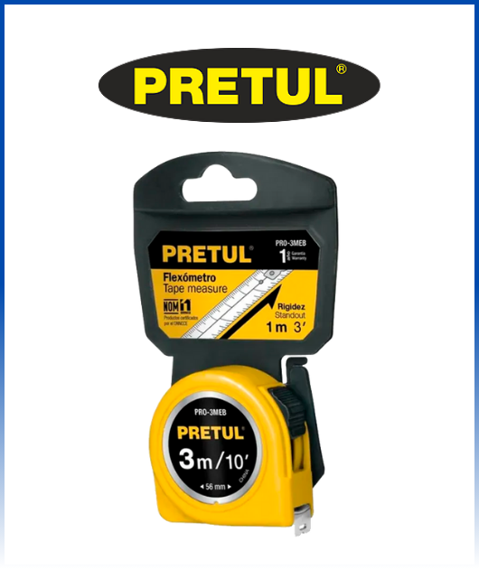 (21605) WINCHA AMARILLA 3 MTS. C/TARJETA PRETUL 