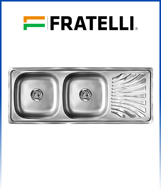 LAVADERO INOX DOBLE POZA C/DESAGUE 1.20 X 50 FRATELLI (L) 