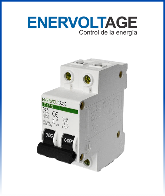 INTERRUPTOR TERMO MAGNETICO VERDE 2 X 20A ENERVOLTAGE