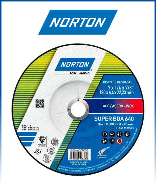 DISCO DESBASTE AZUL BDA640  7 X 1/4