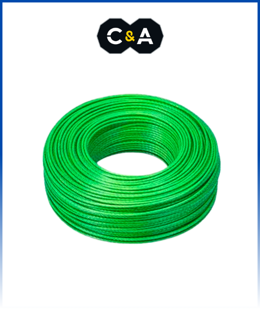 CABLE C/FORRO VERDE X 100 MTS. C&A