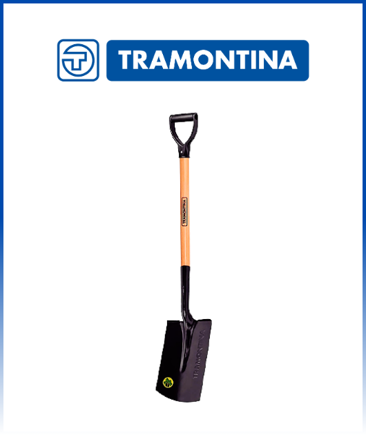 (77497404) PALA CUADRADA PEQUEÑA, MANGO MADERA 45CM (6) TRAMONTINA