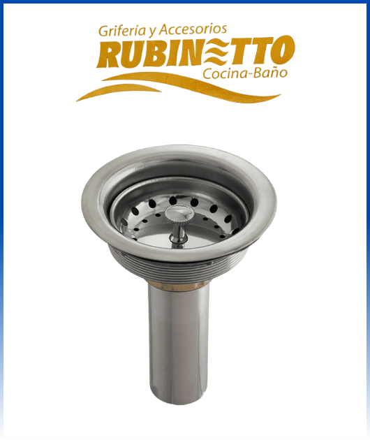 (50100110)DESAGUE CANASTILLA 4 C/COLETA SS CROM RUBINETTO (X50)