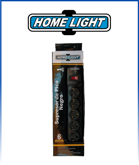 SUPRESOR DE PICO C/NEGRO 6 SALIDAS (CAJA) HOME LIGHT