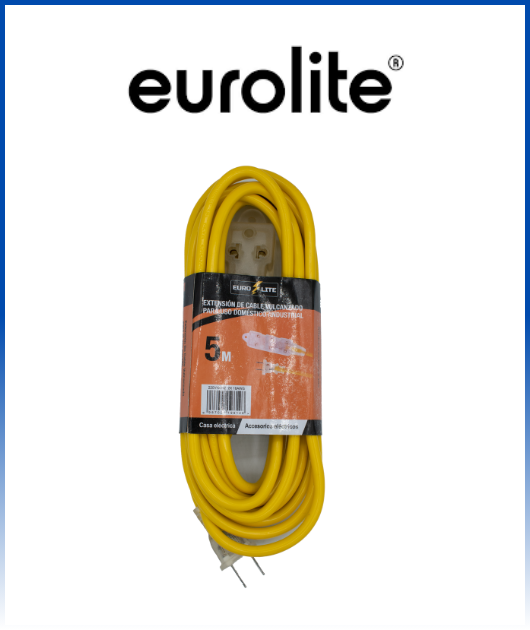 (HB201) EXTENSION VULCANIZADO 5MT EUROLITE 3 TOMAS
