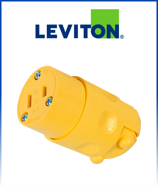 (115CV) CONECTOR AEREO 2 PATAS 15A 125V PVC AMARILLO LEVITON