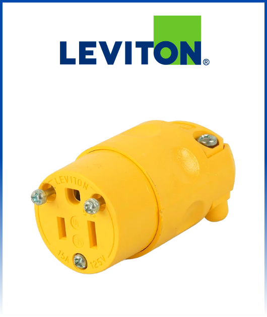(515CV) CONECTOR AEREO 15A 125V L/T PVC AMARILLO LEVITON