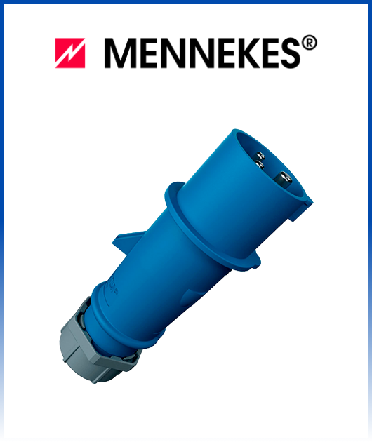 (3204) ENCHUFE 16 AMP 2P + T 250V AZUL 6H IP44 MENNEKES