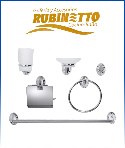 (55100245) SET DE BAÑO 6PCS CROMADO METAL PS RUBINETTO