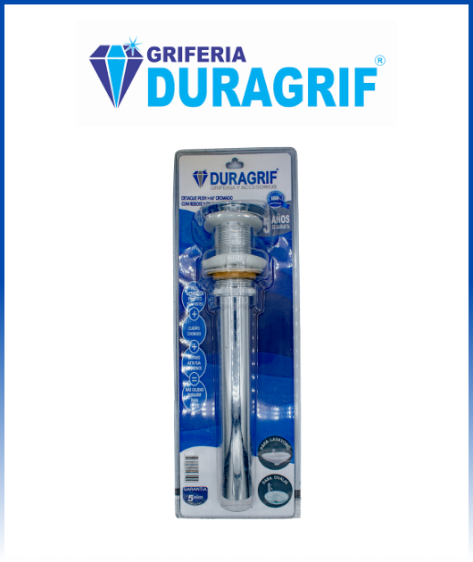 DESAGUE PUSH LAVATORIO CROMADO 1 1/4 C/REBOSE  BLISTER DURAGRIF