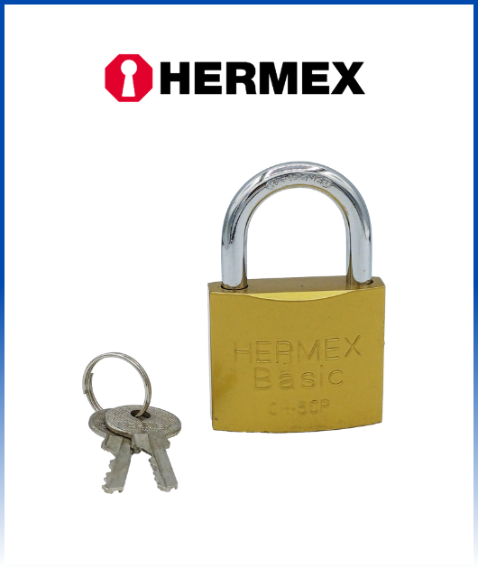 (23519) CANDADO DE HIERRO COLOR LATON 50 MM HERMEX (12)