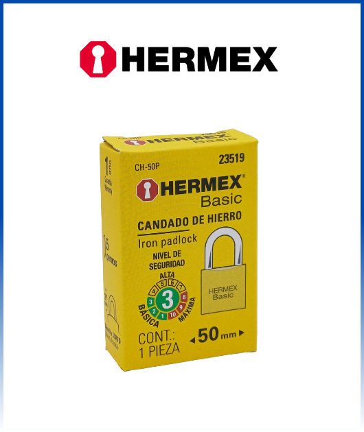 (23519) CANDADO DE HIERRO COLOR LATON 50 MM HERMEX (12)