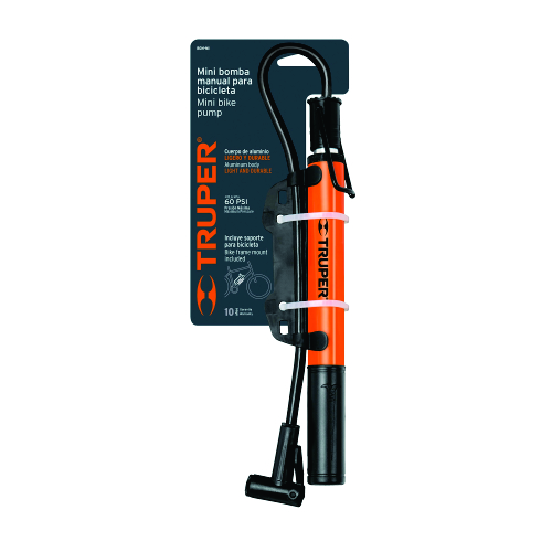(13790) MINI INFLADOR MANUAL PARA BICICLETA 60 PSI TRUPER