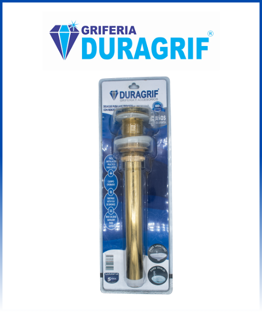 DESAGUE PUSH LAVATORIO DORADO  1 1/4 S/REBOSE BLISTER DURAGRIF 