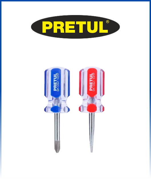 (21379) JUEGO DESARMADOR TIPO TROMPO, 2 PIEZAS MANGO PVC, PRETUL