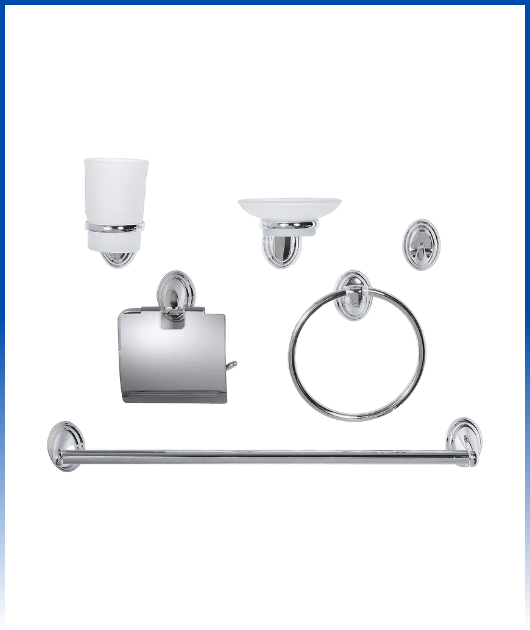 SET DE BAÑO CROMADO DE 6 PZ ITALY (10 X CAJA)