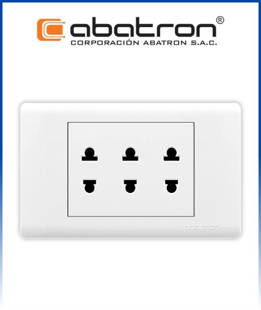 (AB-FC36) TOMA  TRIPLE EMPOTRAR BLANCO PLAT. (10) ABATRON