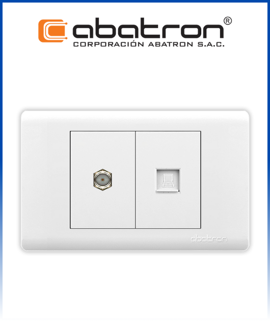 (AB-FC78P) TOMA COAXIAL CON TOMA LAN EMP. BLANCO PLAT.ABATRON (10)