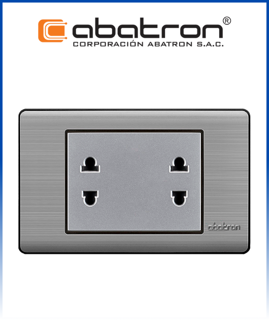 (AB-FI04) TOMA  DOBLE EMPOTRAR METAL PLAT. ABATRON (10)