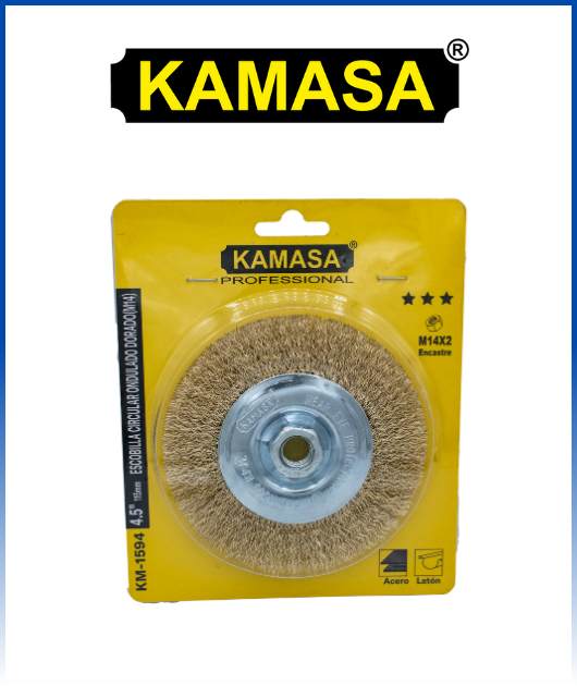 (KM1594) ESCOBILLA DE RUEDA CON TUERCA 4.5 - DORADO KAMASA