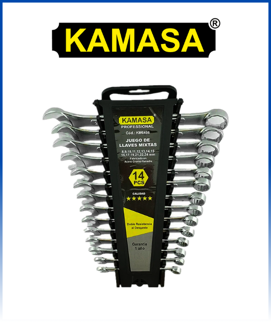 (KM6456) JG. LLAVE MIXTA 14PCS 8-24MM KAMASA