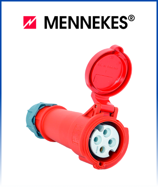 (3415) TOMA AEREO 32AMP 3P +T 415 V ROJO 6H IP44 MENNEKES