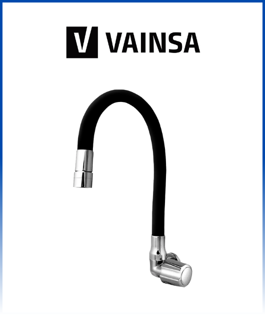 (M01A2N00) LLAVE LAVAD.PARED EGEO C/P FLEX. NEGRO VAINSA