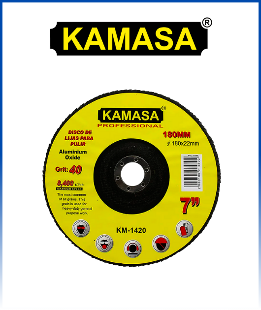 (KM1421) DISCO DE LIJAS P/PULIR P60 180MM*22.23MM KAMASA