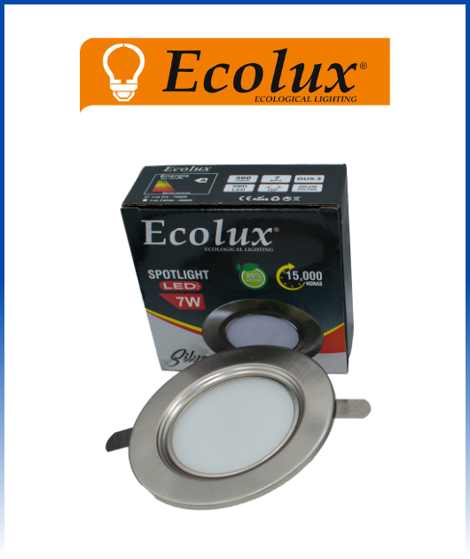 (LM-SPOTM-7C) SPOTLIGHT LED 7W LUZ CALIDA BORDE METAL  ECOLUX
