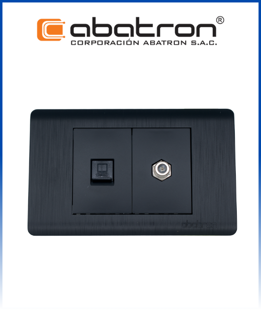(FN78P) TOMA COAXIAL C/TOMA LAN EMPOTRAR NEGRO (10) ABATRON