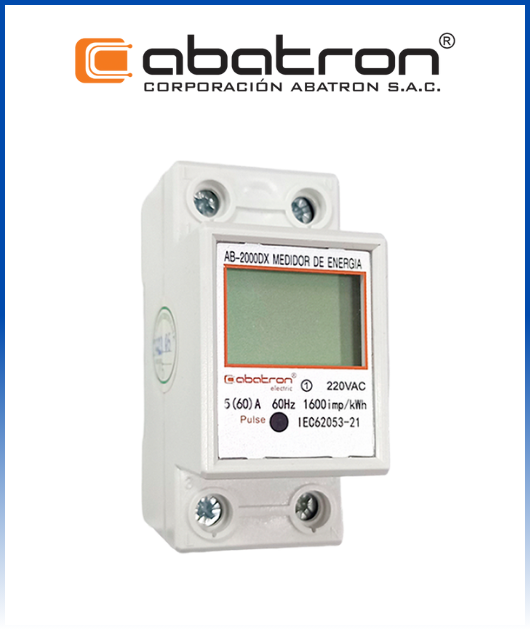 (2000DX) MEDIDOR DE ENERGIA DIGITAL MONOFASICO RIEL DIN ABATRON