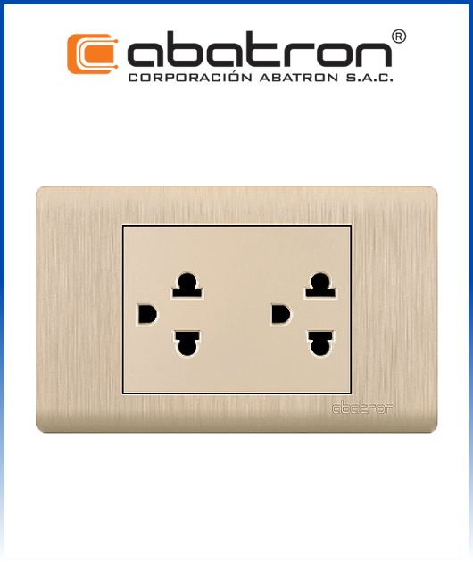 (FD26) TOMA DOBLE C/TIERRA EMP. DORADO (10) ABATRON