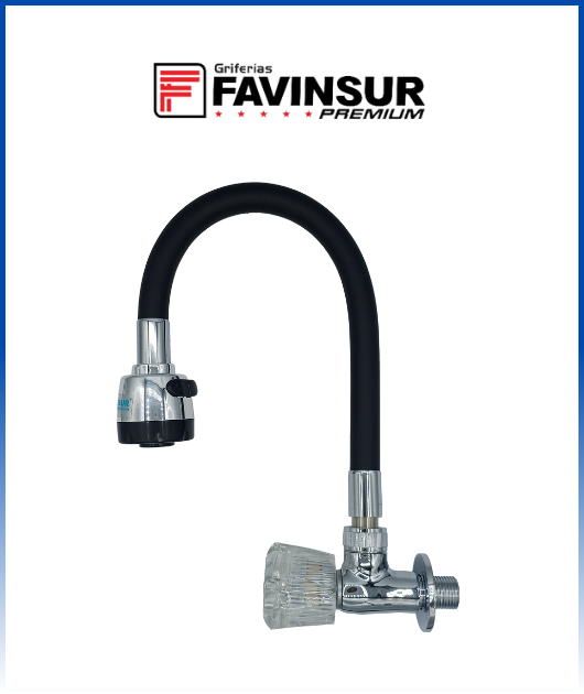 LLAVE PICO COCINA PARED CORRUGADO NEGRO ACR. FAVINSUR