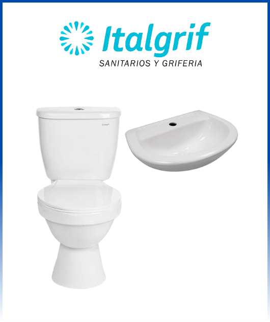 COMBO BAÑO TAZA-TANQUE-LAVATORIO- AN.CERA. CANCUN ARUBA ITALGRIF