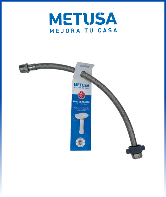 (MAST160) TUBO ABASTO A.INOX TRENZA. 1/2X1/2X40CM M-H METUSA