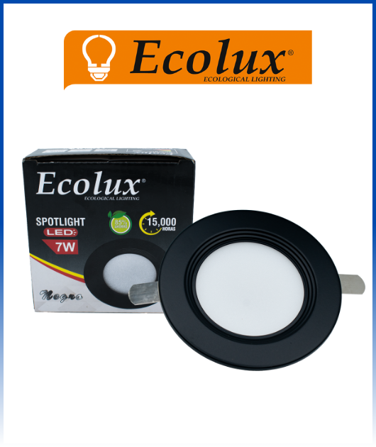 (SPOTN-7C) SPOTLIGHT LED 7W LUZ CALIDA BORDE NEGRO MATE ECOLUX