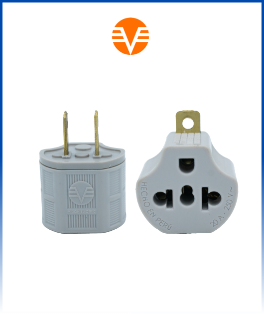 (APB) ADAPTADOR PLANO BRONCE COLORES 7/1 20A 250V VISION ELECTRIC