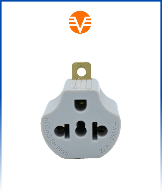 (APB) ADAPTADOR PLANO BRONCE COLORES 7/1 20A 250V VISION ELECTRIC