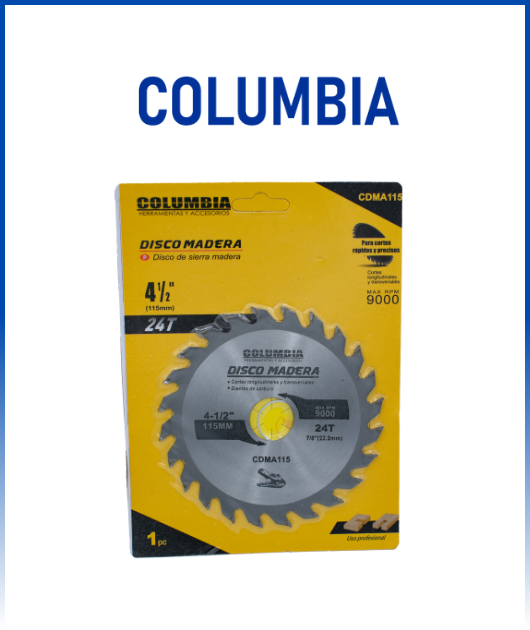 DISCO DE CORTE PARA MADERA 4 1/2 X 40D COLUMBIA