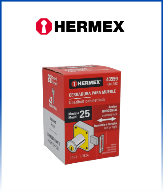 (43559) CM-25C CERRADURA PARA MUEBLE CROMADO HERMEX