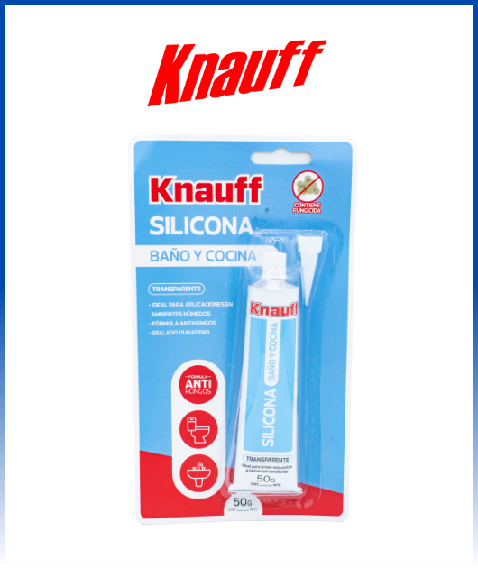 SILICONA ANTIHONGO BAÑO Y COCINA TRANSPARENTE 50GR KNAUF
